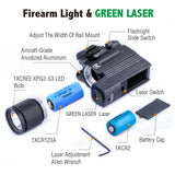 500LM Hunting Green Red Laser Pistol Handgun Light Sight Combo LED Flashlight