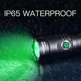 COSMOING 400 Yards Hunting Green Light Rechargeable Tactical LED Flashlight 18650 Torch