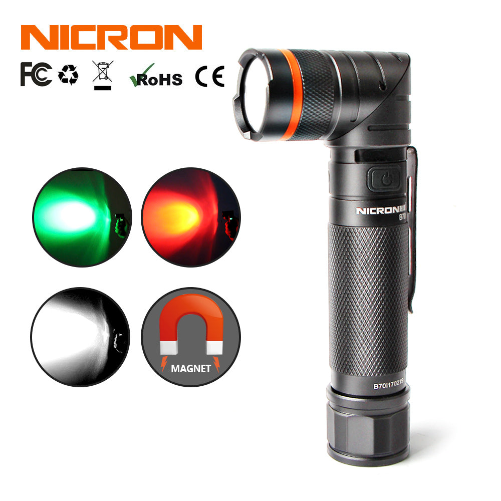 Nicron® High 1200Lumen Twist Magnetic Rechargeable Led Flashlight