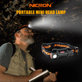NICRON Mini LED Flashlight Head Lamp 120Lm Torch Lamp 72 Meter Long Beam Waterproof 1W HeadLight For Camping Outdoor Use H12