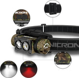 NICRON Headlamp Rechargeable, High Bright 1500 lm 180° Aluminum LED Head Lamp