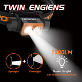 NICRON Headlamp Rechargeable, High Bright 1500 lm 180° Aluminum LED Head Lamp