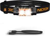 NICRON Headlamp Rechargeable, High Bright 1500 lm 180° Aluminum LED Head Lamp
