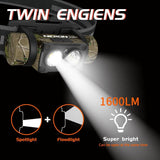 NICRON Headlamp Rechargeable, High Bright 1500 lm 180° Aluminum LED Head Lamp