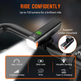 Nicron 720 Lumens Bike Headlight 5 Modes USB Rechargeable Bicycle Light