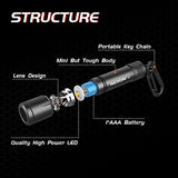 Mini LED Flashlight NICRON N1 with Keychain, EDC Light with AAA Battery Include, IPX7 Waterproof Build for Outdoor Camping etc.