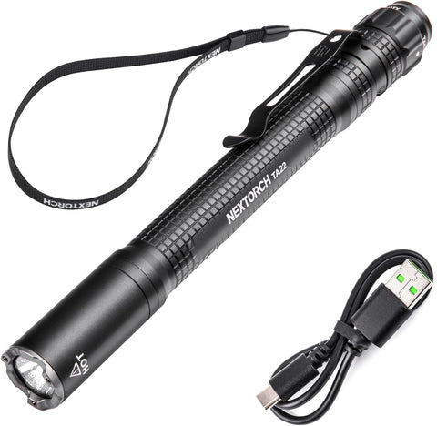 NEXTORCH TA22 Tactical EDC Flashlight Penlight Rechargeable Pen Flashlight, 850 Lumens, Waterproof & Impact-Resistant with Multi-Mode Options, Perfect for Law Enforcement & Tactical Applications