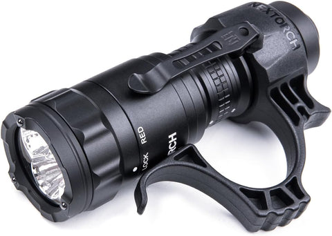NEXTORCH TA21 Set Tactical Flashlight High Lumens, 1300 Lumens White Light and Red Light Rechargeable Flashlight with 4 Modes & Strobe & Ceramic Glass Breaker, Tactical Rings Included for Outdoor Use