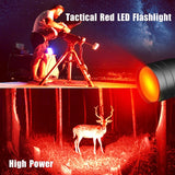 COSMOING High Power Red LED Flashlight USB C Rechargeable, 300 Yards Red Flashlight IP65 Waterproof Red Light Torch for Night Observation, Camping