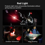 NEXTORCH TA21 Set Tactical Flashlight High Lumens, 1300 Lumens White Light and Red Light Rechargeable Flashlight with 4 Modes & Strobe & Ceramic Glass Breaker, Tactical Rings Included for Outdoor Use