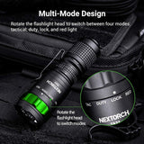 NEXTORCH TA21 Set Tactical Flashlight High Lumens, 1300 Lumens White Light and Red Light Rechargeable Flashlight with 4 Modes & Strobe & Ceramic Glass Breaker, Tactical Rings Included for Outdoor Use