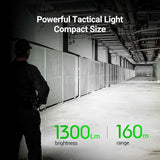 NEXTORCH TA21 Set Tactical Flashlight High Lumens, 1300 Lumens White Light and Red Light Rechargeable Flashlight with 4 Modes & Strobe & Ceramic Glass Breaker, Tactical Rings Included for Outdoor Use