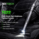 NEXTORCH TA22 Tactical EDC Flashlight Penlight Rechargeable Pen Flashlight, 850 Lumens, Waterproof & Impact-Resistant with Multi-Mode Options, Perfect for Law Enforcement & Tactical Applications