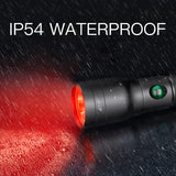 COSMOING High Power Red LED Flashlight USB C Rechargeable, 300 Yards Red Flashlight IP65 Waterproof Red Light Torch for Night Observation, Camping