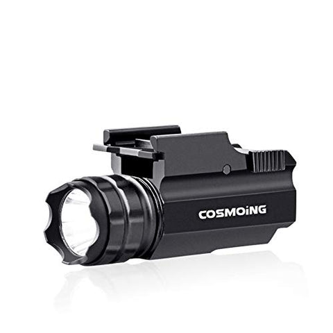 COSMOING Gun Flashlight Compact Tactical LED Rail Mounted with Quick Release 500 Lumens