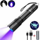 COSMOING 600LM White UV Light 395nm Blacklight Rechargeable Tactical LED Flashlight 18650