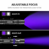 COSMOING 600LM White UV Light 395nm Blacklight Rechargeable Tactical LED Flashlight 18650