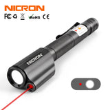 NICRON 2xAAA Red Laser Pen Flashlight Waterproof IP65 Mini Torch Lamp Lighting For Guide Outdoor 120Lumens 75M Beam Distance B24