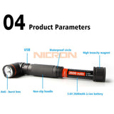 Nicron Ultraviolet Flashlight Rechargeable Led Flashlight with Magnetic Base and Swivel Head