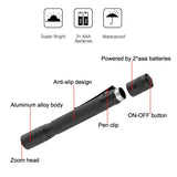 COSMOING Zoomable 395nm UV Light Penlight Blacklight Scalable Clip Pen Light Flashlight
