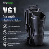 NEXTORCH 360 Degree Tactical Flashlight Holster Angle Rotatable Duable Flashlight Holder V61 for 27mm-30mm Diameter Flashlight